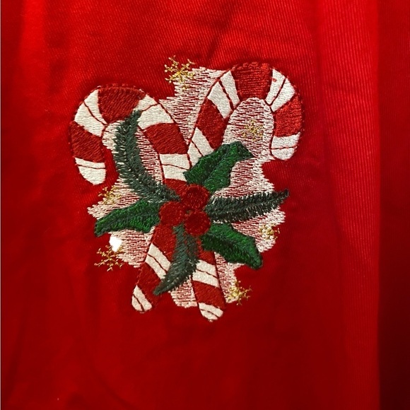 Blue Generation Womens Long Sleeve Embroidered Button Top Size 4XL Red Christmas - Picture 10 of 12